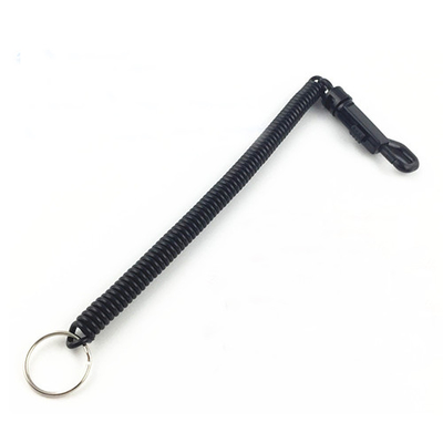 Black Joggers Coiled Key Lanyard Tethers Dengan POM Plastic Snap Hook