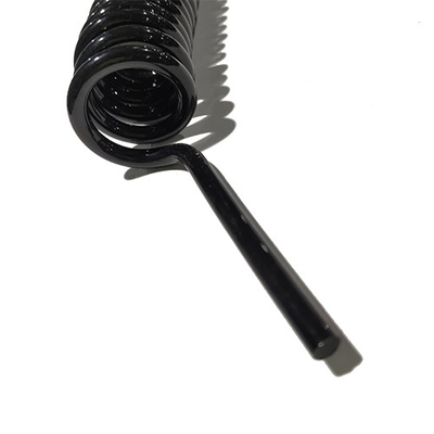 Ketebalan 6mm Diameter Hitam PU Spiral Spring Kabel Panjang Disesuaikan
