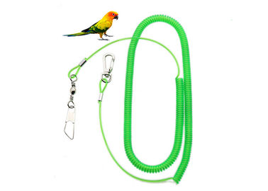 Green Wire Coil Parrot Climbing Rope TPU Dengan Snap One End / Pin Holder One End
