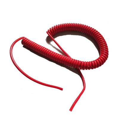 Red PU Spring Lanyard Rope Custom Berbagai Ukuran Steel Wire Dalam atau Tanpa