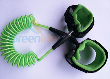 Bayi Pergelangan Tangan Plastik Retractable Spring Wrist Dengan Straps Green 1.5M Membentang Panjang