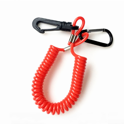 TPU 1.8M Memperpanjang Gantungan Kunci Coil Klip Carabiner Plastik Merah Pada kabel 3.0MM
